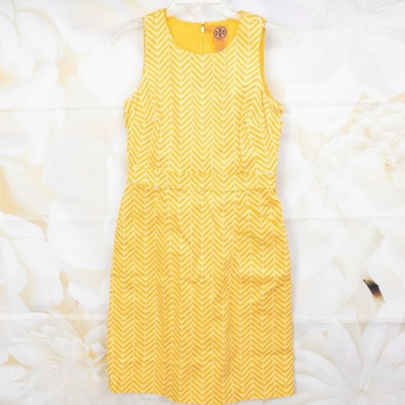 Tory Burch Dresses & Skirts - Tory Burch Meryl Yellow Chevron Sleeveless Knee Length Dress
